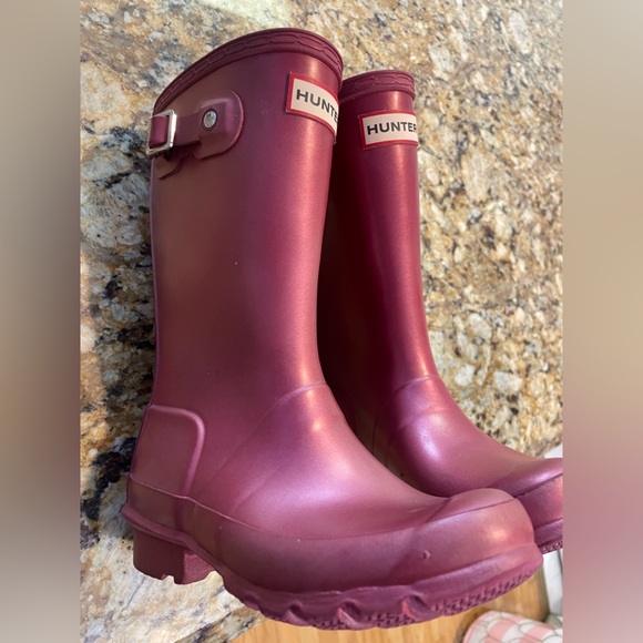 Hunter Metallic Fuchsia Youth Waterproof Boots Size 13B / 1G EU 31 - Picture 4 of 12